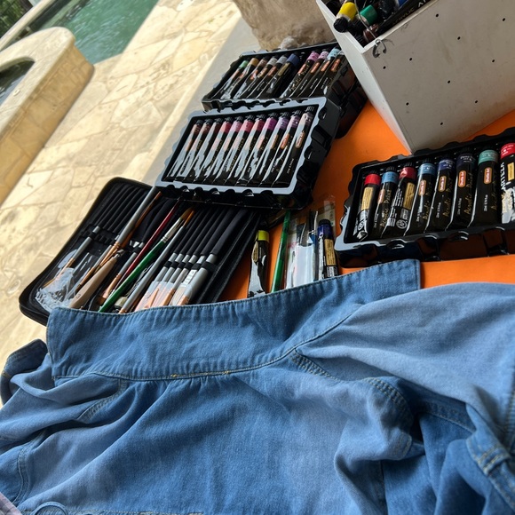 Triple Moon Hand Painted Denim Jacket XL NWT - Picture 8 of 10